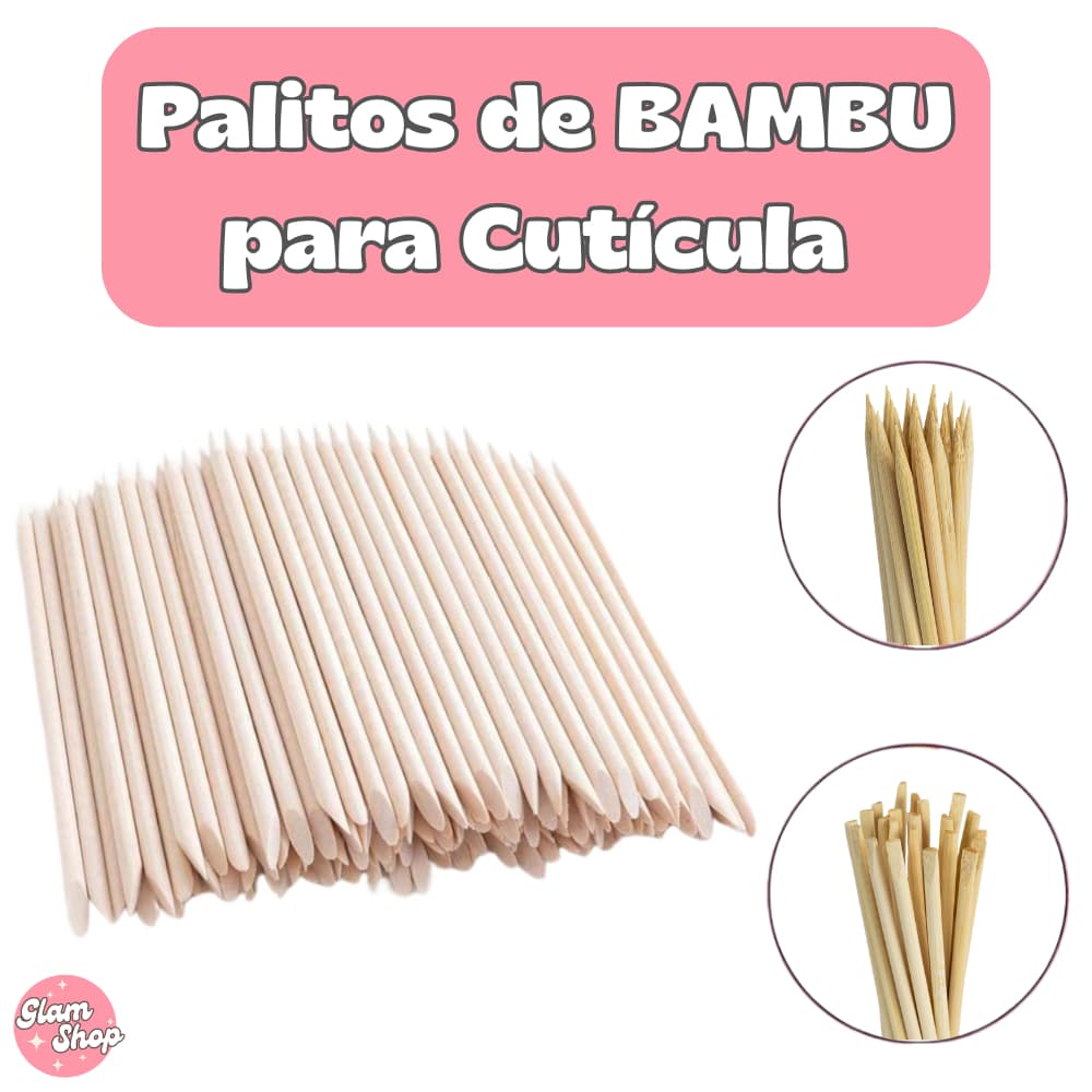 Palito para Cutícula de BAMBU para Manicure e pedicure Clinica de Estética