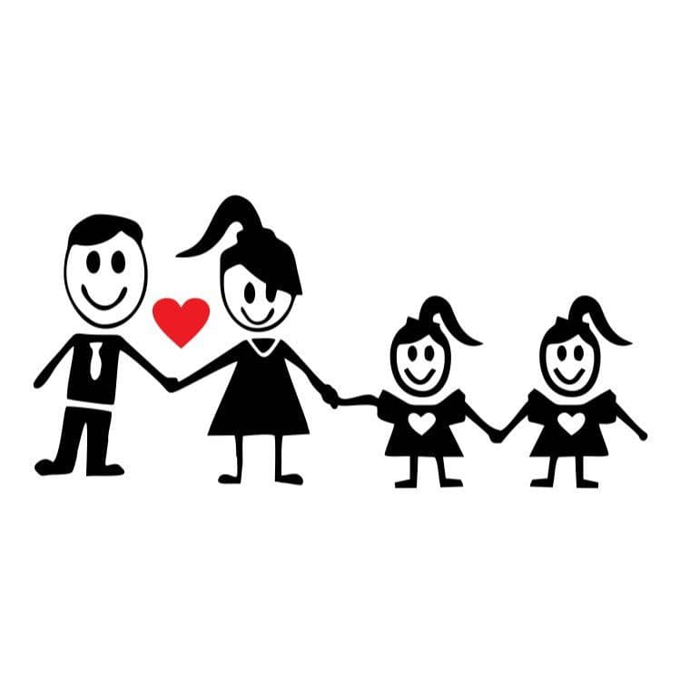 Adesivo Casal e 2 meninas