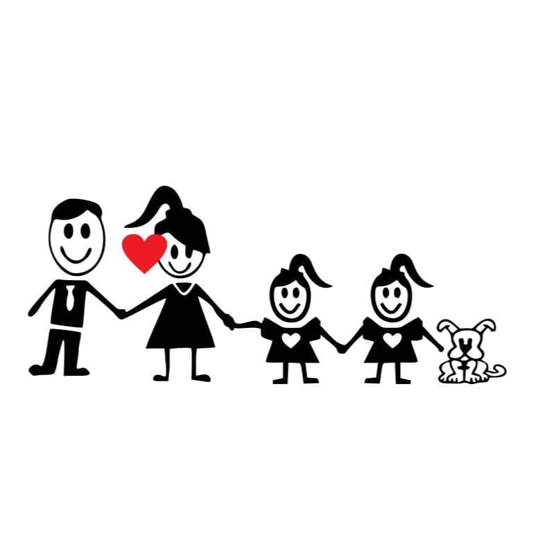 Adesivo Casal 2 meninas 1 cachorro