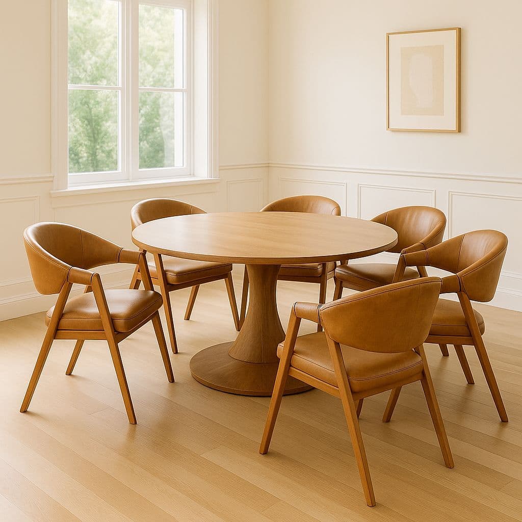 Cadeira de Jantar Kit 6 Cadeiras Madeira Maciça para Mesa de Jantar Estofada Corino Movellu