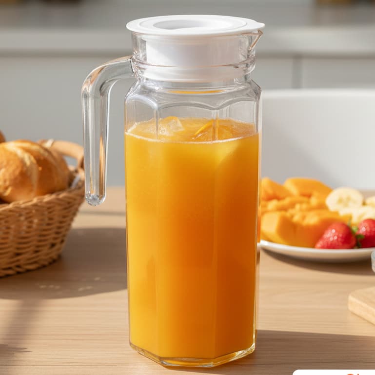 Jarra de Vidro Transparente 1L com Tampa Branca para Suco Água Leite  Home&Co Mesa Posta