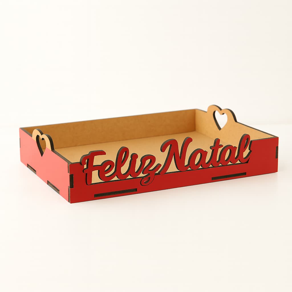 Bandeja Feliz Natal Decoração Presente Cesta Casa Ceia Natalina