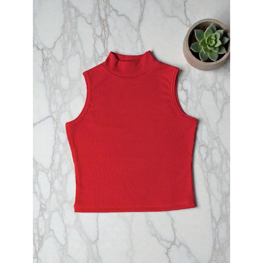 Cropped Top Gola Alta Blusinha Regata Canelado Sem Manga Sol