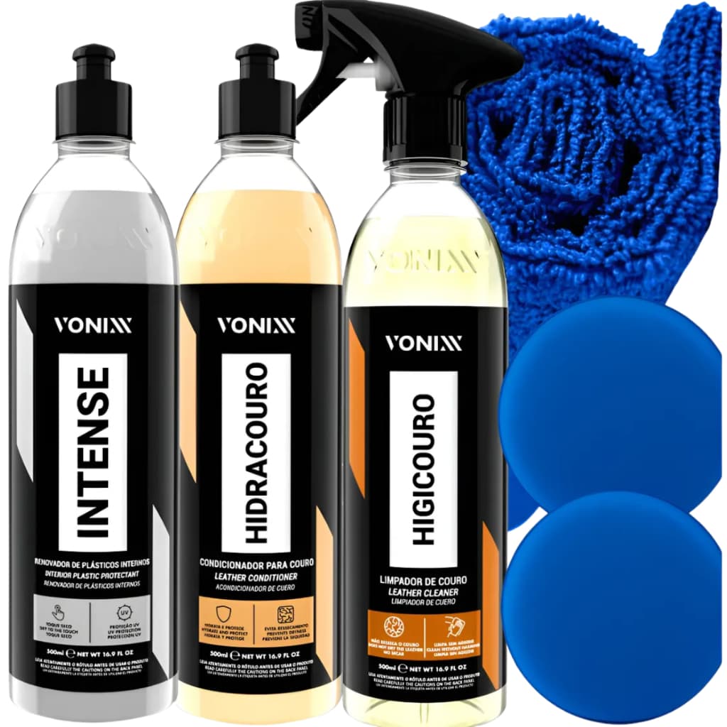Kit Limpa Couro Automotivo Vonixx + Intense Renova Painel