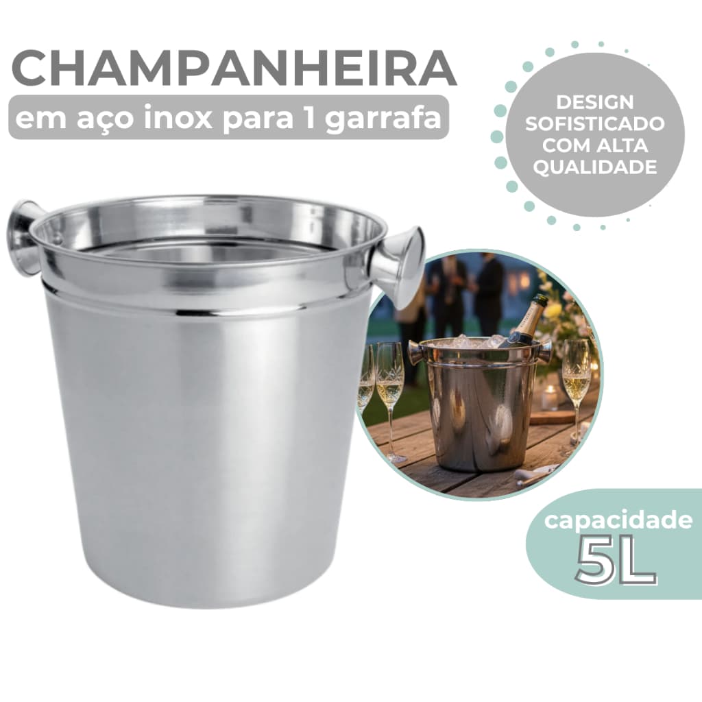 Balde De Gelo Champanheira Inox 4 Litros D20,5xA20cm