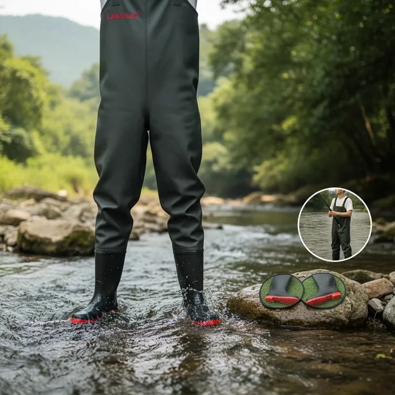 Macacão Pesca Vulcanizado Com Bota Acoplada + Kit Reparo