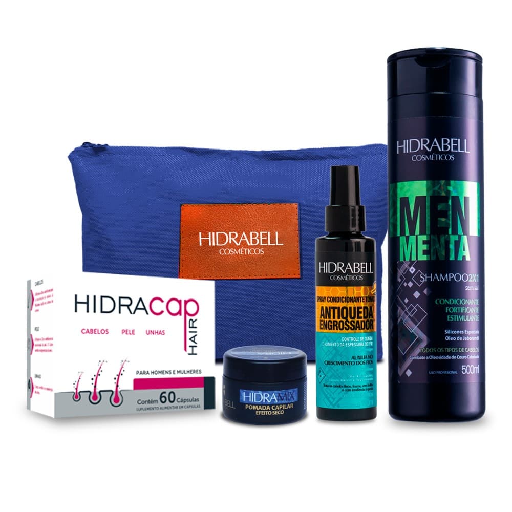 Kit Presente Masculino Hidrabell Shampoo, Tônico, Vitamina Antiqueda e Cera Capilar Cuidado Básico