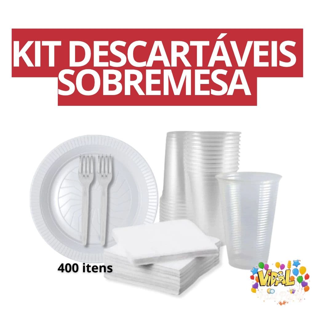 Kit Festa Sobremesa Descartáveis Para 100 Pessoas 400 Itens Completo Para Aniversário Chá Eventos