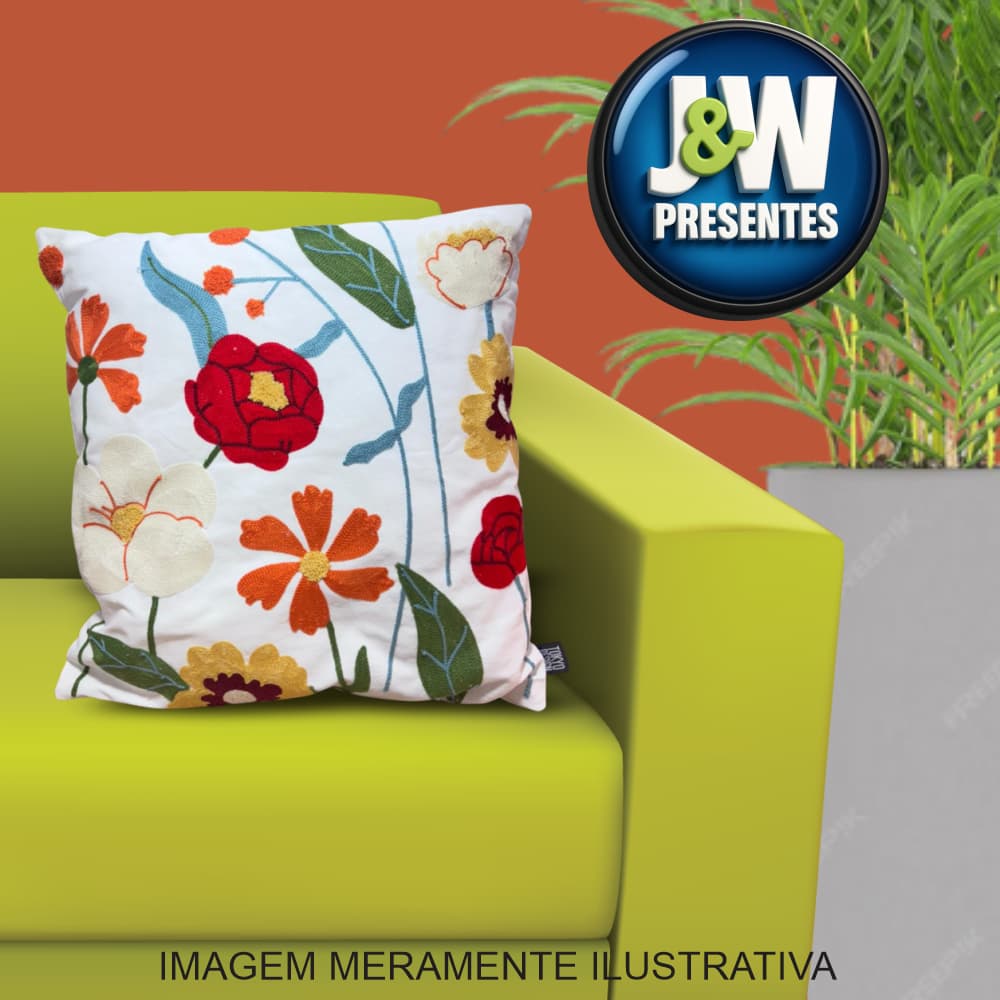Capa de Almofada Bordada Decoração Moderna Estampa Folhagem FloresPara Casa Cama Sofá