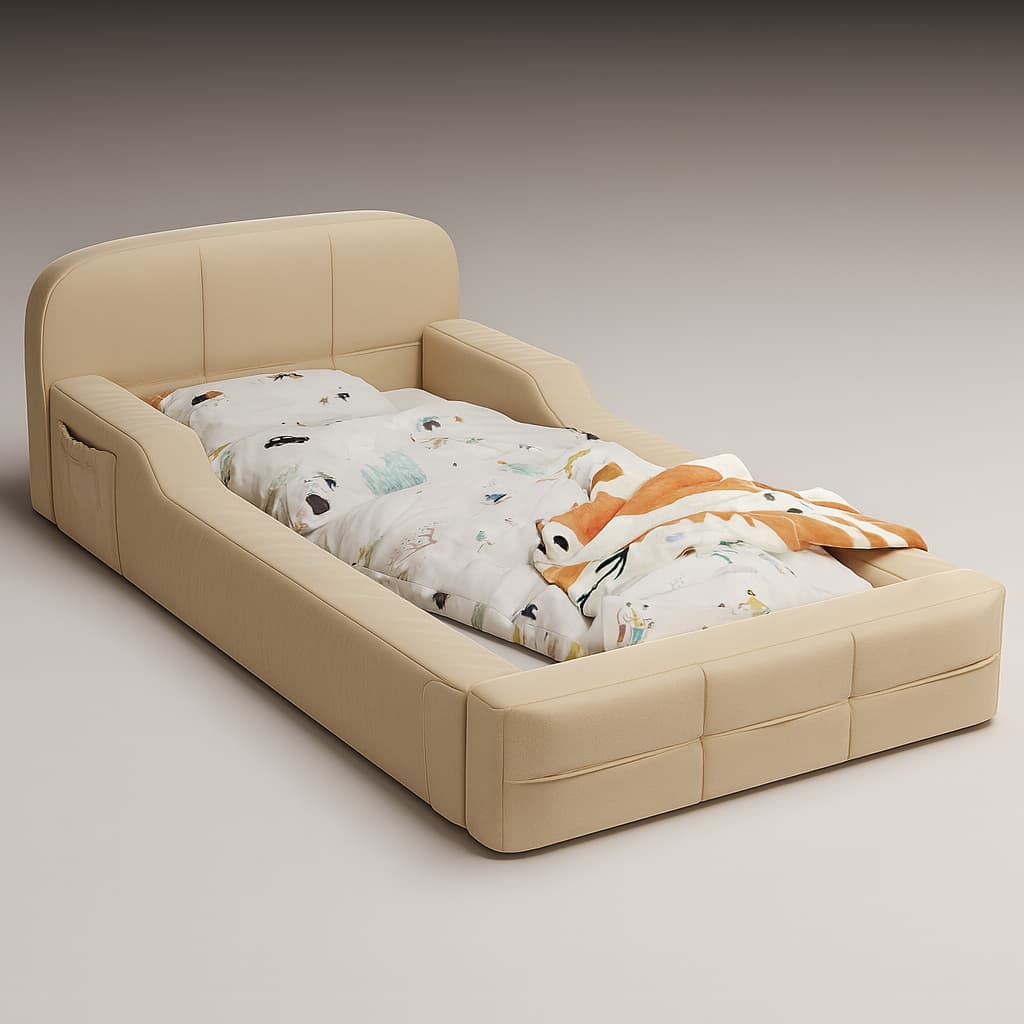 Cama Infantil Montessoriana Aurora Juvenil Com Proteção Lateral De Espuma D26 Conforto e Segurança