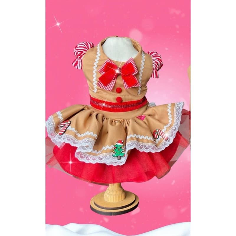Vestido Pet Natal Ginger Malloo- Roupa Pet Natal- Fantasia Natal Pet