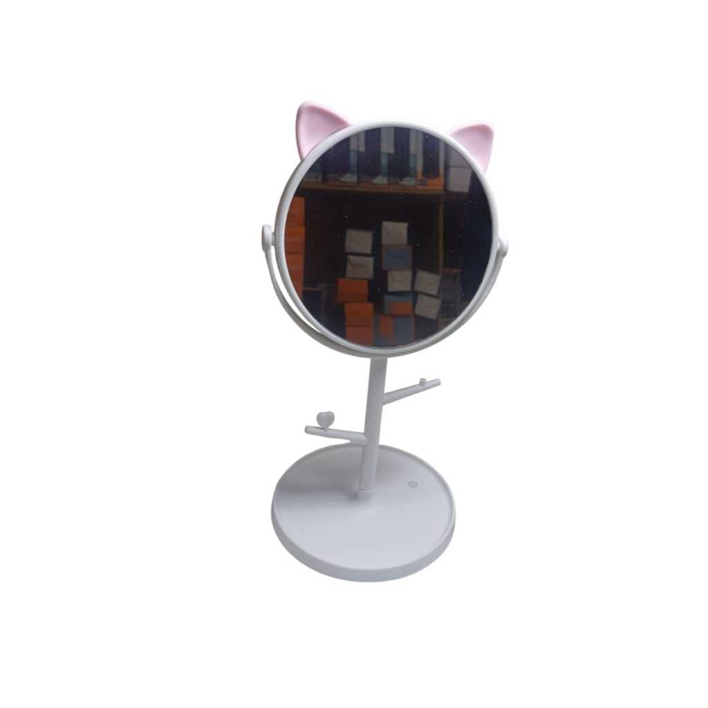 Espelho De Mesa Redondo Gatinho Porta Jóias Kit Maquiagem - KA-5520