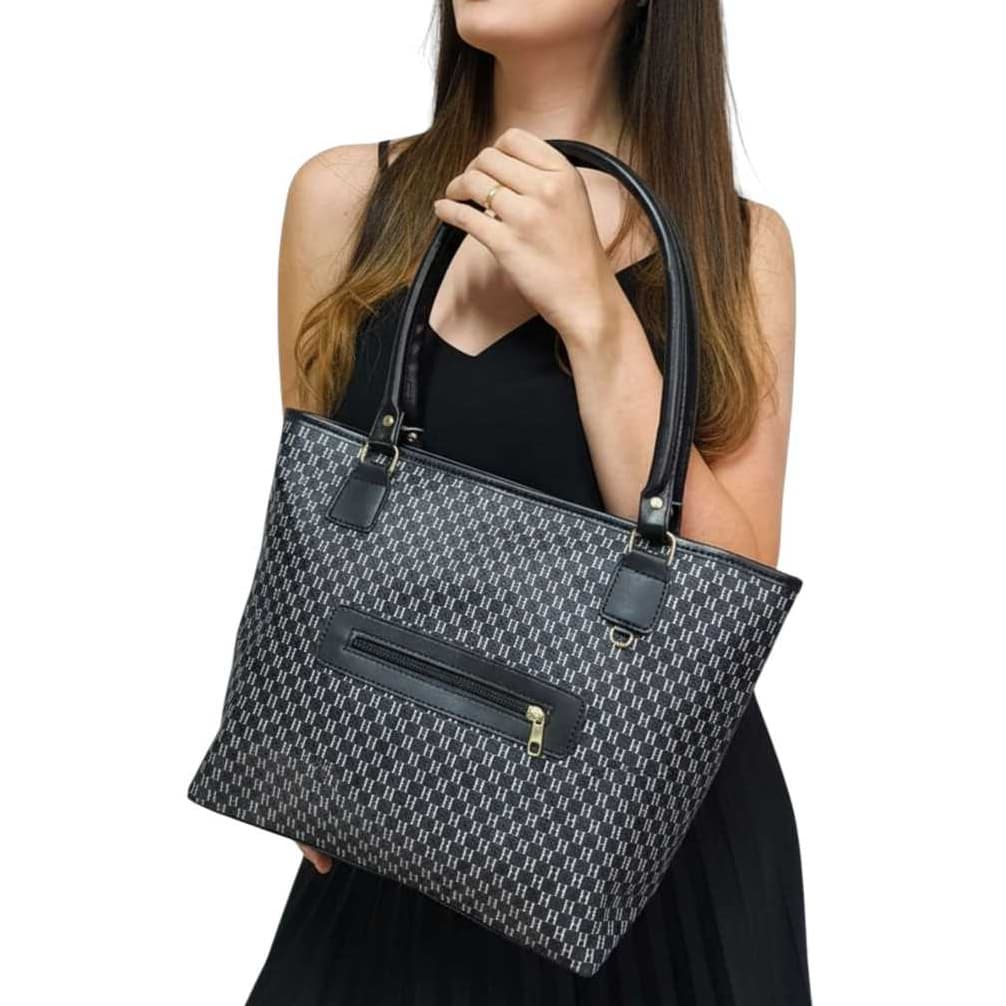 Bolsa Feminina Grande de Lado de Ombro Preta para Trabalho Faculdade