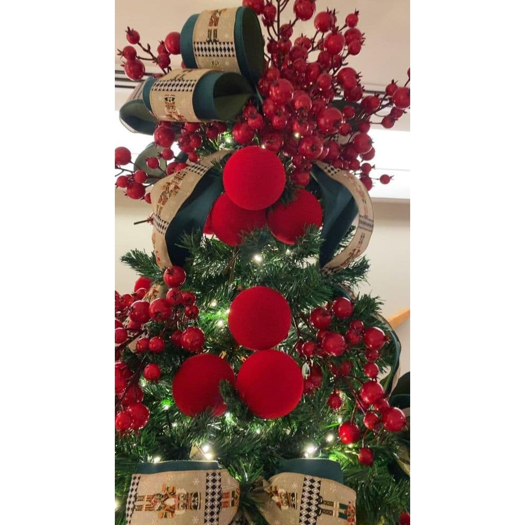 Galho Berry Azevinho Bagas Vermelhas Enfeite de Natal Pick natalino 55/65cm