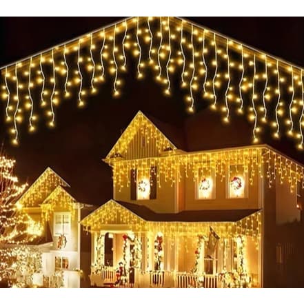 Cascata 400 Led 10m Externa Blindada Natal 8 Funções de Pisca A Prova D'agua Cor Das Luzes Branco Quente 110v e 220V