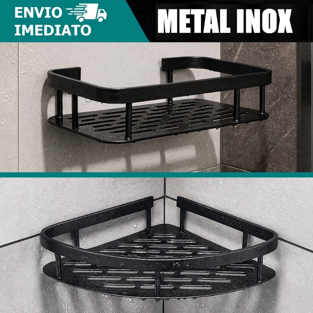 Kit Uma ou Duas Prateleira Shampoo Banheiro Aco Inox Sem Furar Adesivo Incluso Fácil Instalação