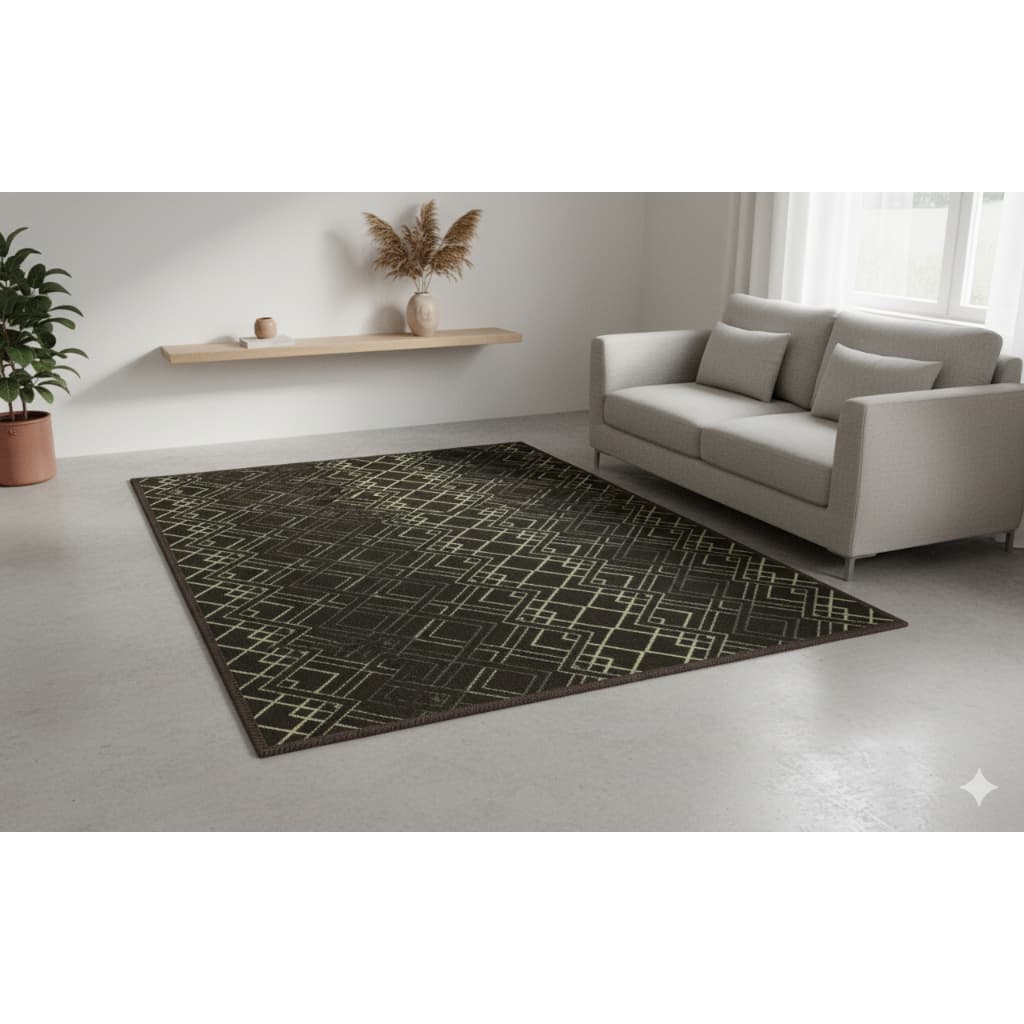 Tapete Felpudo 200x250 Mescla Andino Tabaco Bege Para Sala