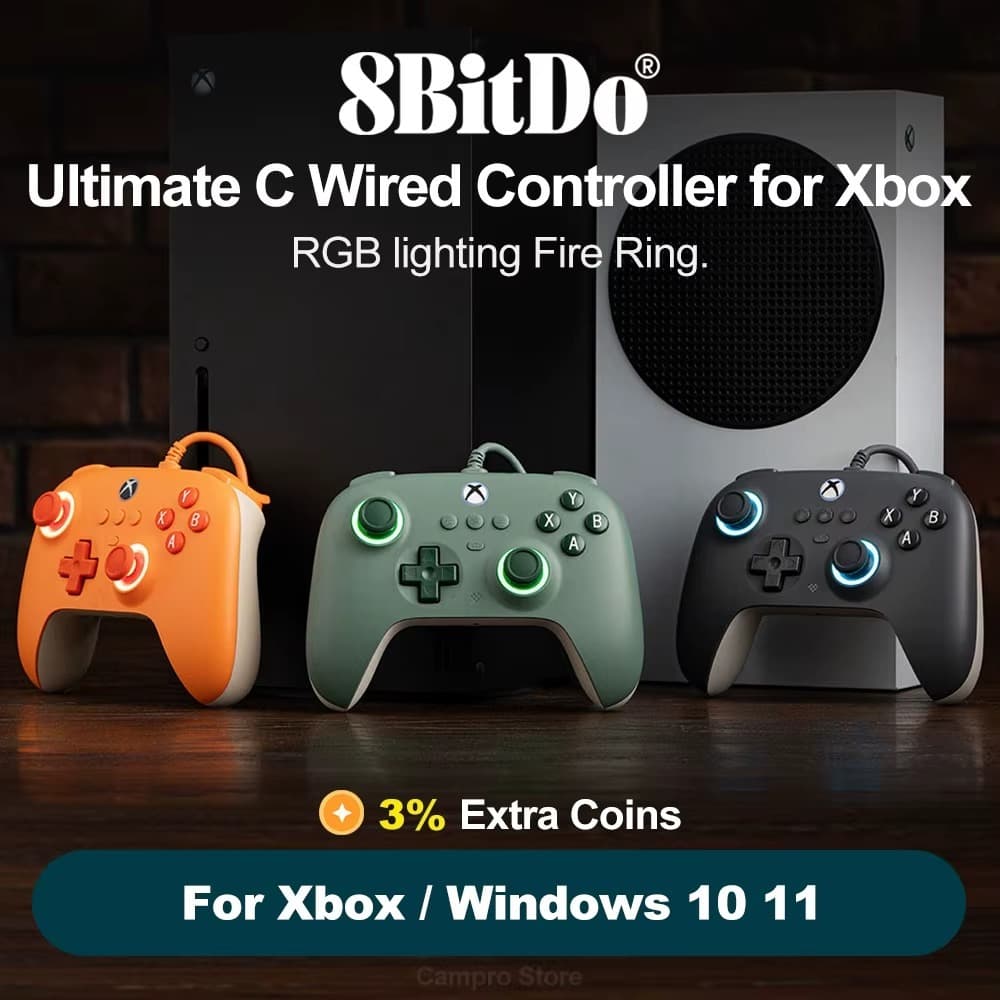 Controle 8bitdo Ultimate C Wired  Xbox Series Hall Effect  PC, Xbox,XBoxones