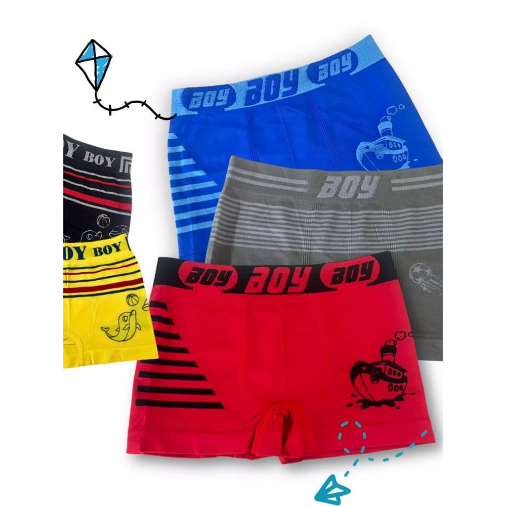 Kit 10 Cuecas Boxer para Meninos – Infantil Bebê ao Juvenil (2 a 16 Anos)