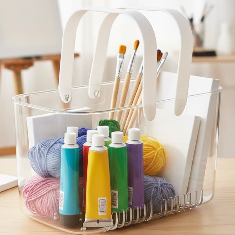 Cesta Multiuso Funcional Organizadora Acrílico Com Alça White Hangers Mai Home