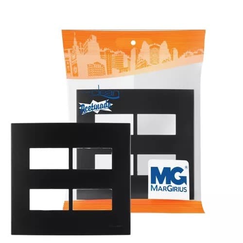 Kit 10 Placa 4x4 4 Postos Horiz Separados Ebony Clean Preto - Margirius