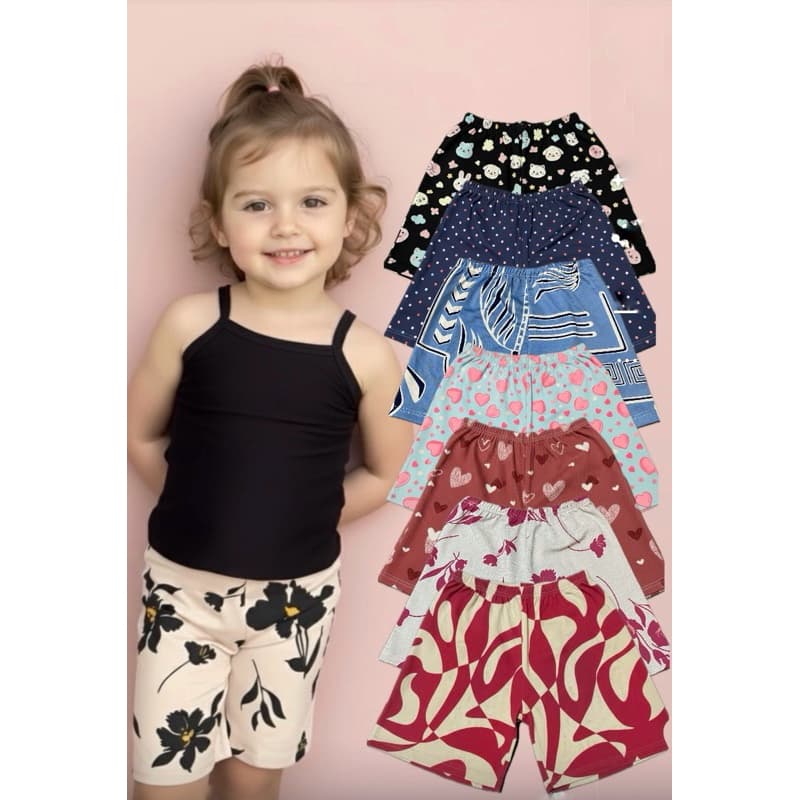 Kit 3 Bermuda Shorts Malha Estampadas Infantil Menina