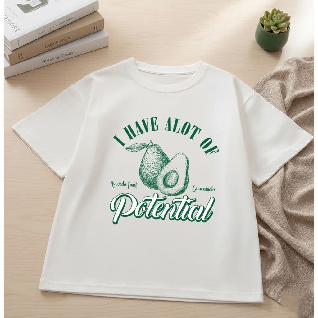 Camiseta Básica Feminina Abacate T-Shirt Gola Redonda Blusa 100% Algodão Tendência