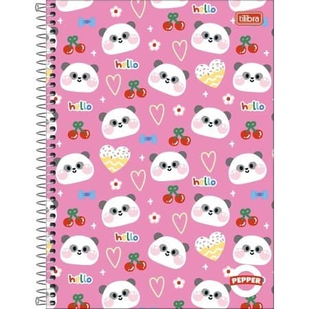 Caderno Espiral Capa Dura Universitário 10 Matérias Pepper Feminino 160 Folhas