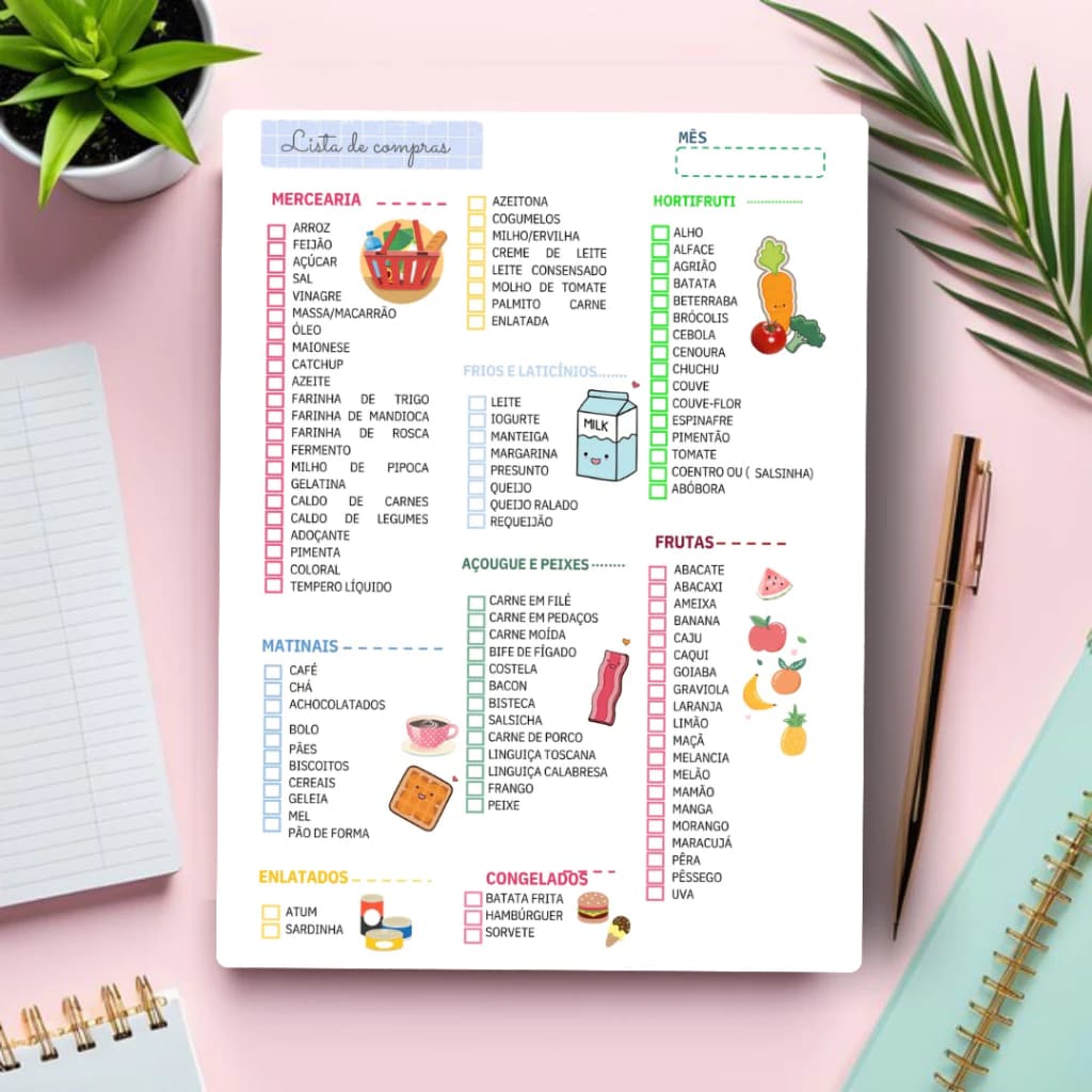 Bloco Destacável Lista de Compras - Tamanho A5 - 50 Folhas - Bloquinho LISTA DE COMPRAS 1