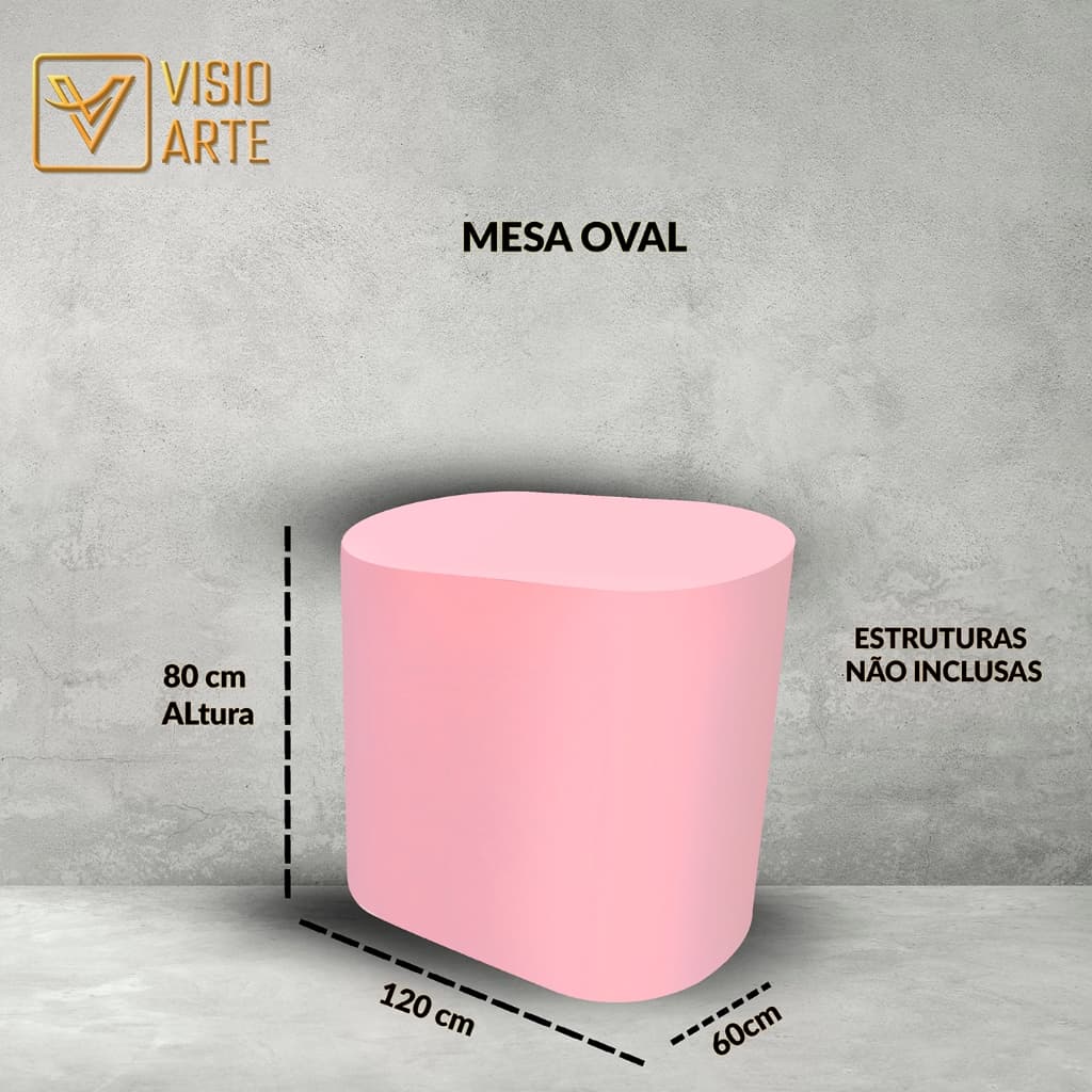 Capa de Mesa oval Cores Variadas em tecido  120x60cm