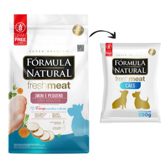 Ração Fórmula Natural Fresh Meat Cães Adultos Portes Mini e Pequeno 500 g