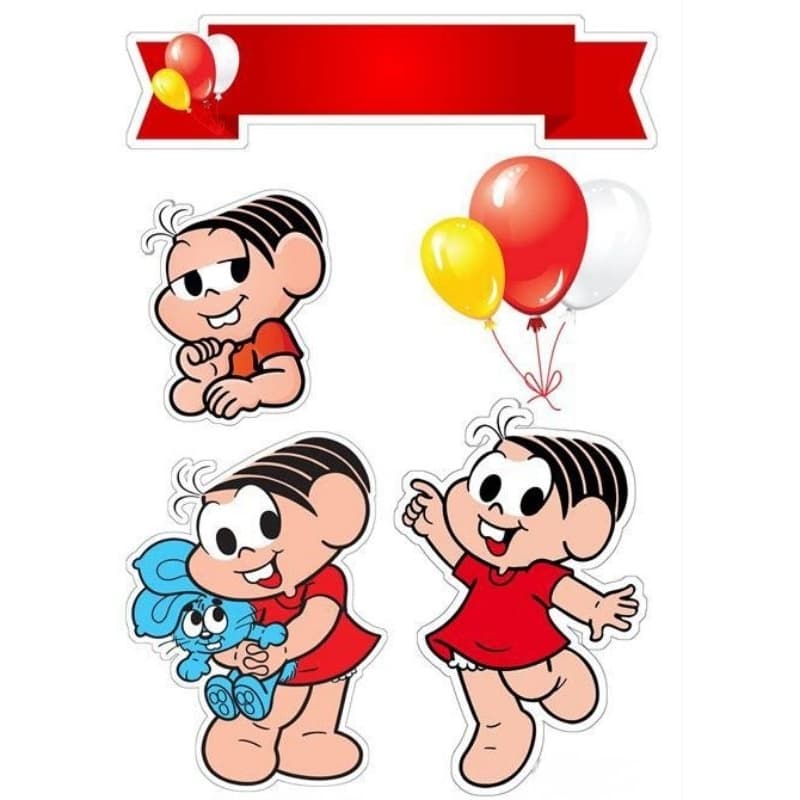 Topo Topper de Bolo Monica Turma da Monica Personalizado Nome Idade - Mod2