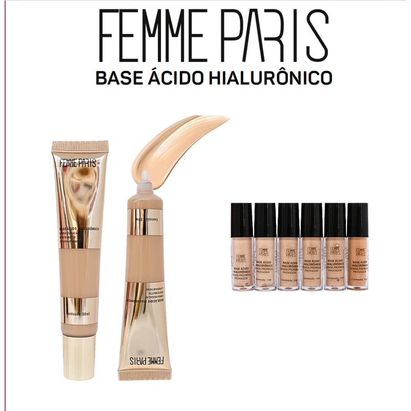 Base Líquida Femme Paris com Ácido Hialurônico Pele Perfeita - Beleza e Cuidado FR128