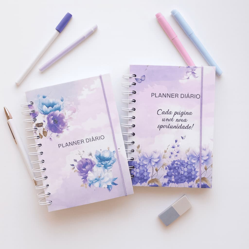 Planner Diário Capa Dura 80 Folhas Organização Planner Agenda Diário Calendário Flores