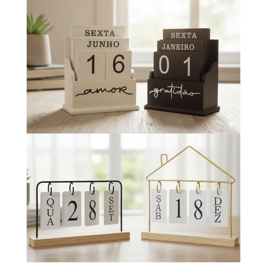 Calendário de Mesa Permanente Diversos Modelos (amor, gratidão, casa e tradicional)