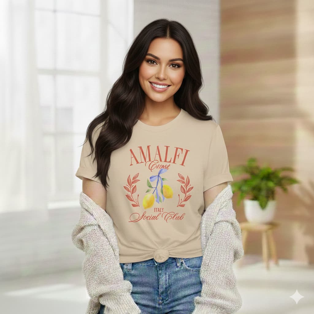 Camiseta Feminina Lançamento Verão Estampada Amalfi  100% algodão