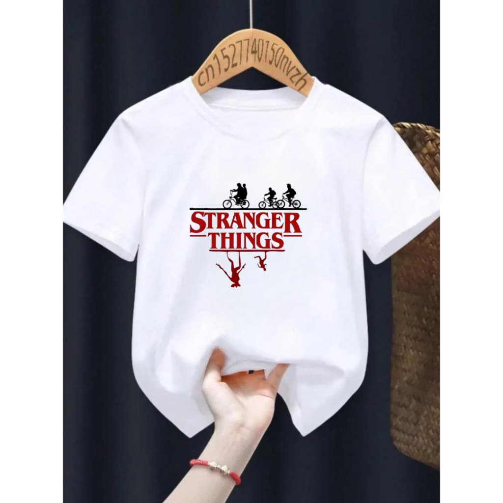 Camiseta Infantil Juvenil Stranger Things Demogorgon – Camisa Estampa Personagens Unissex