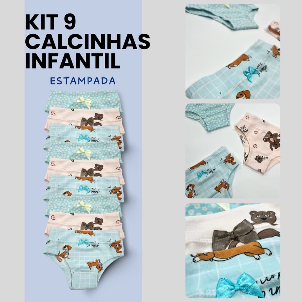 Kit Calcinha Infantil Cotton Conforto Suave O Dia Todo Menina 1133-K-C2