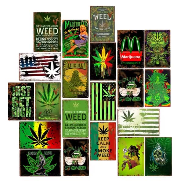 Kit 10 Quadros Decorativo Marijuana Erva Medicinal Cannabis