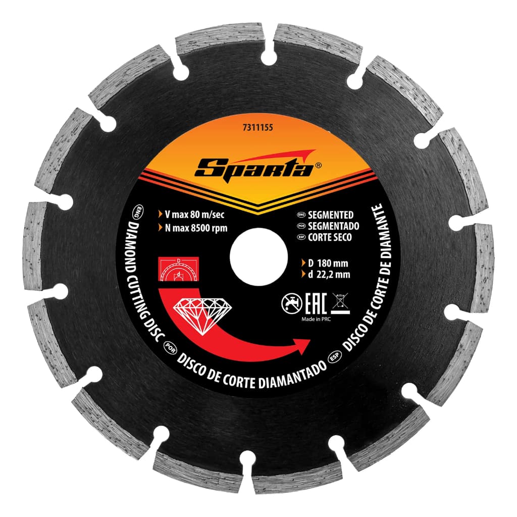 Disco de Corte Segmentado Diamantado Corte Seco 180mm x 22,2mm - Sparta