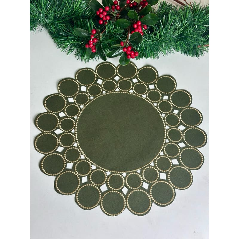 Lugar Jogo Americano Esfera Verde Mesa Posta Natal Luxo Decoração para Jantar e Almoço