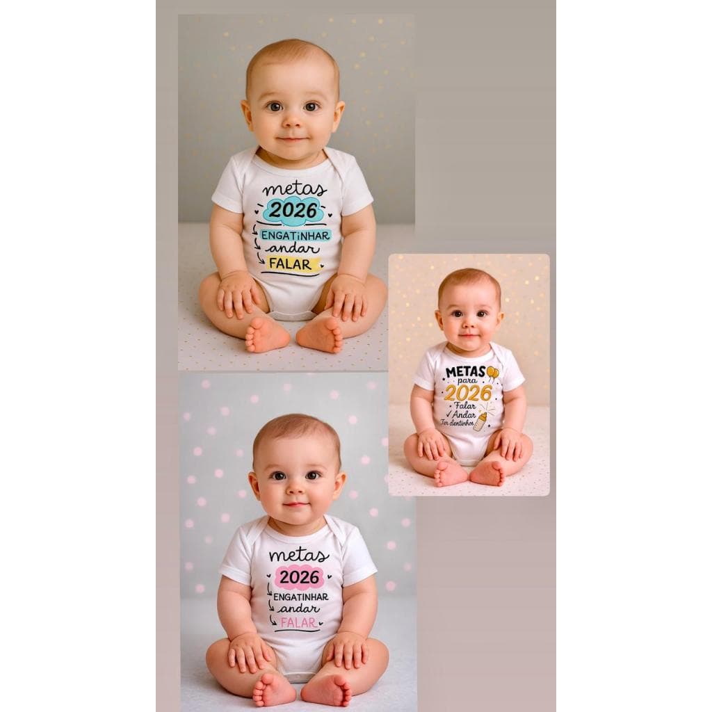Body Ano Novo Bebe Body Personalizado Frases Body Temático Metas 2026 Body Ano Novo Menino Body Ano Novo Menina