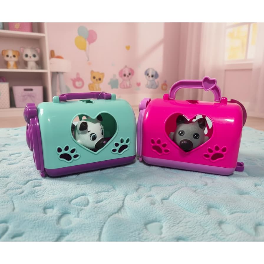 Brinquedo Mini Maleta Para Pet Colorida + Cachorrinho Divertido