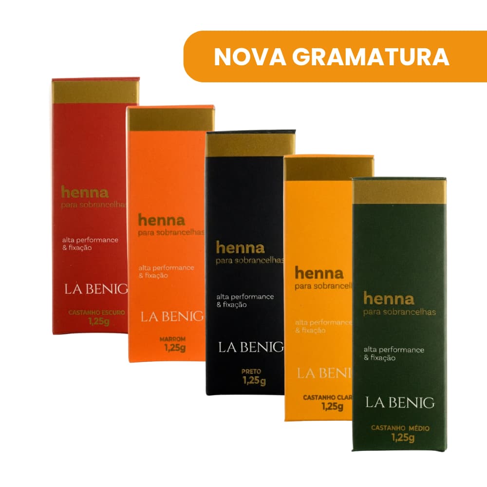 Kit 3 Hennas La Benig 1,25g - Alta Fixação Para Sobrancelhas