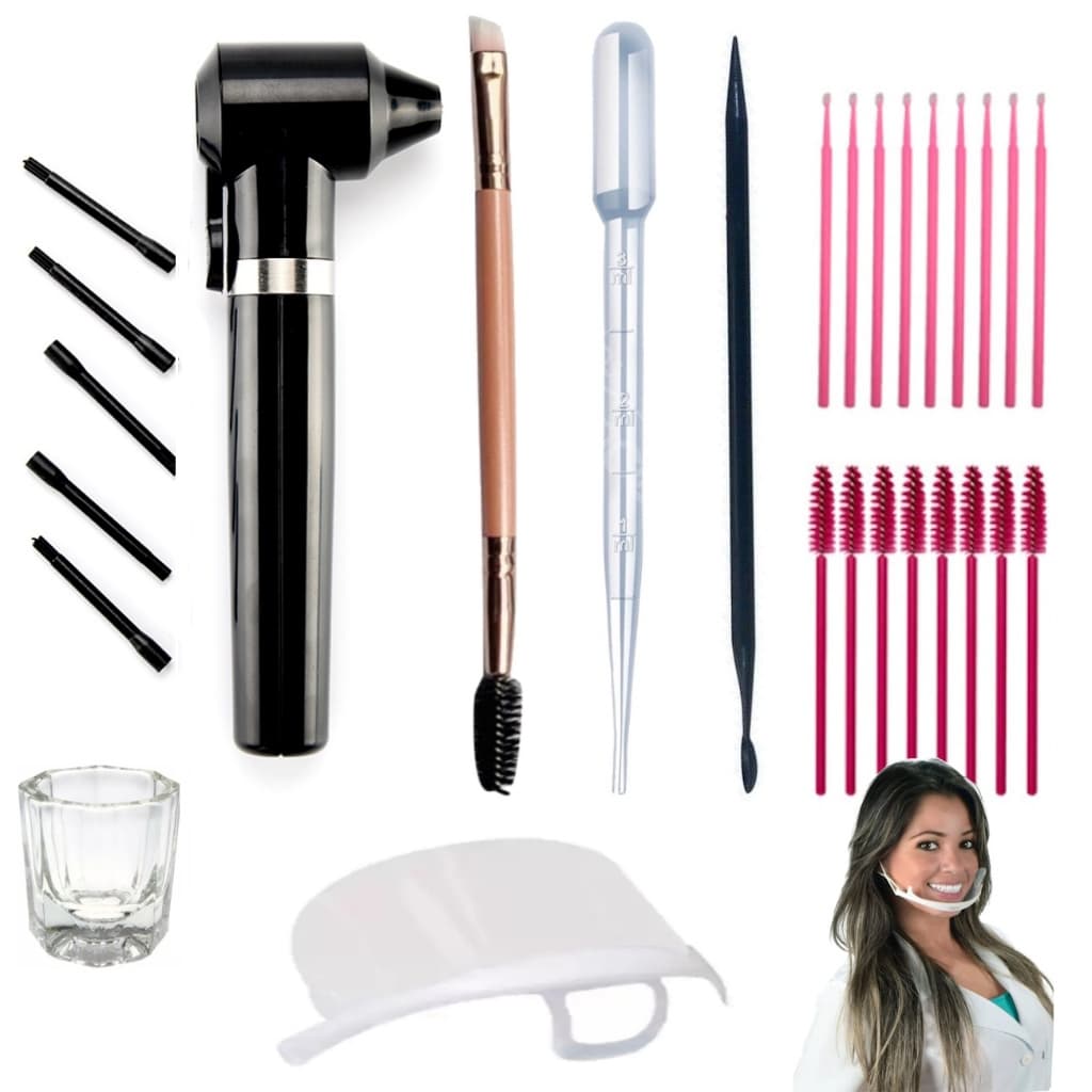 Kit Preparação Henna Designer Sobrancelhas Completo Mixer Mascara Pincel Escovinha Microbrush Palito