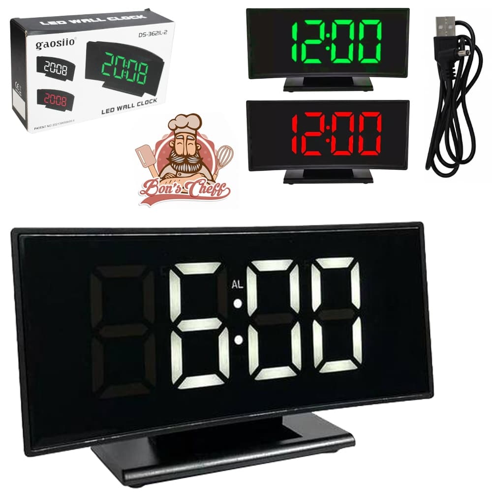 Relógio Curvado Led Digital De Mesa Espelhado Despertador Casa Decoração Alarme Temperatura