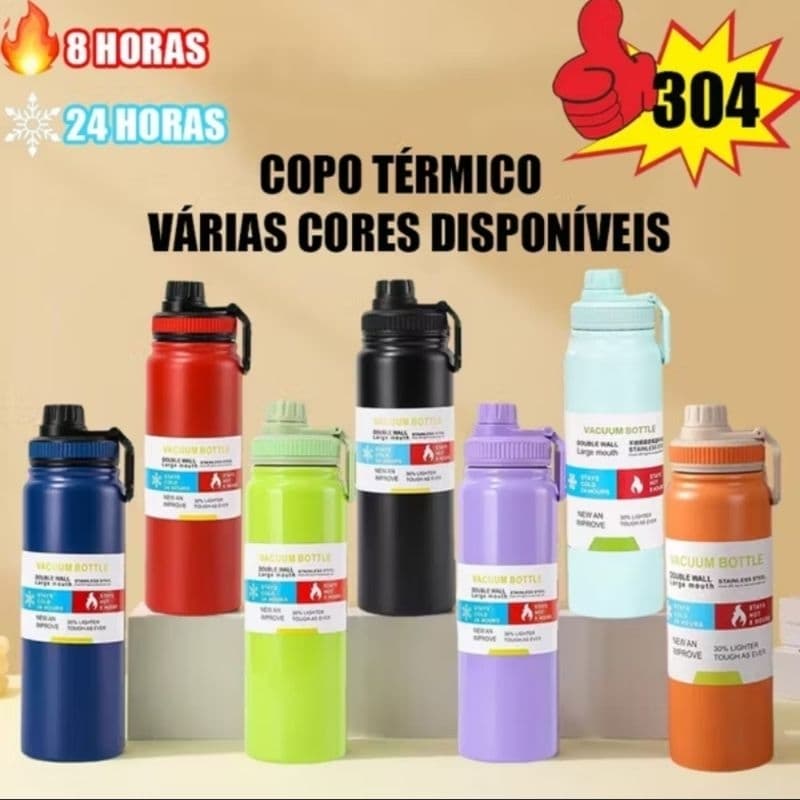 Garrafa Térmica Academia 800ML–com alça em Aço inoxidável e isolamento térmico