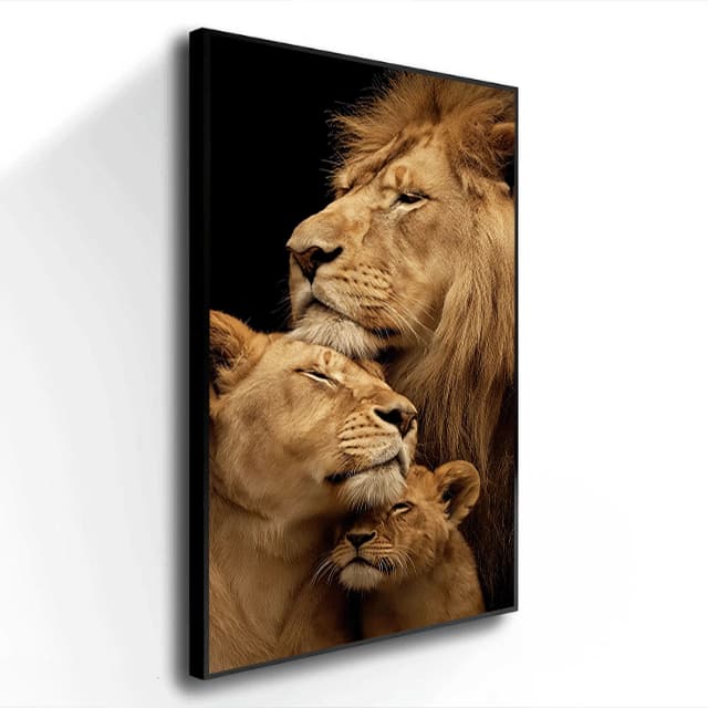 Quadro decorativo leoa leao familia filhotes decoraçao para quarto sala