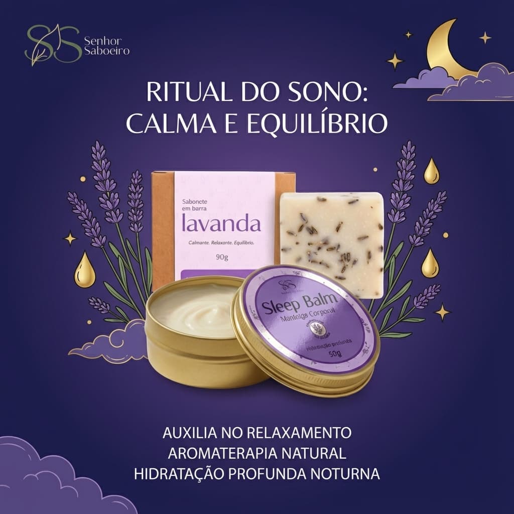 Kit Ritual do Sono - Sabonete de Lavanda + Sleep Balm Hidratante Relaxante Insônia Ansiedade Corporal Senhor Saboeiro