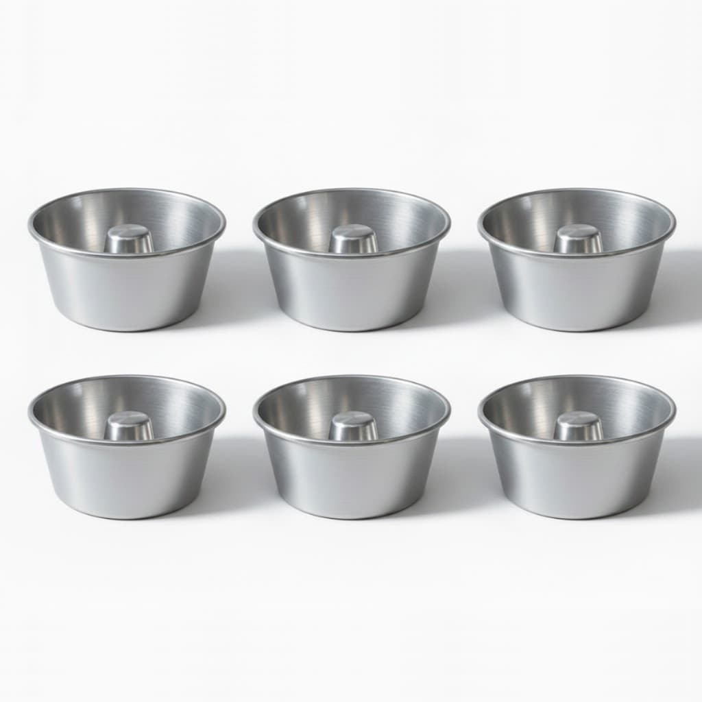 Kit 6 Mini Formas 220ml Para Pudim E Bolo Vulcão 10 cm Diâmetro Em Alumínio